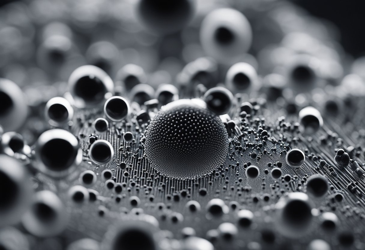 Un microscopio óptico muestra una imagen clara y colorida de una célula, mientras que un microscopio electrónico revela estructuras detalladas en blanco y negro